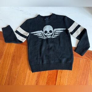Gap Kids Boys Skull Knit Sweater Black Skull Sweater Top  Size S 6/7